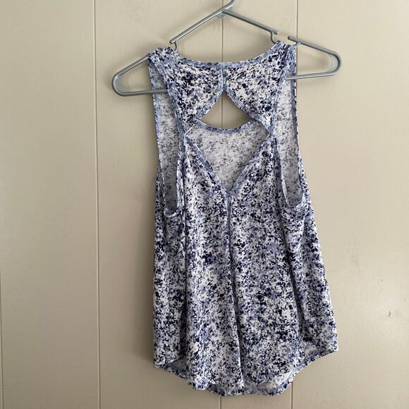 Athleta Blue White Speckle Print Racerback Tank Top | Size Small - Picture 2 of 5